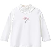 Rumyve Baby Girl Long Sleeve Bottom Shirt, Toddler Girls White Tops Innerwear,Fall Girl Top, Basic Cotton Tops