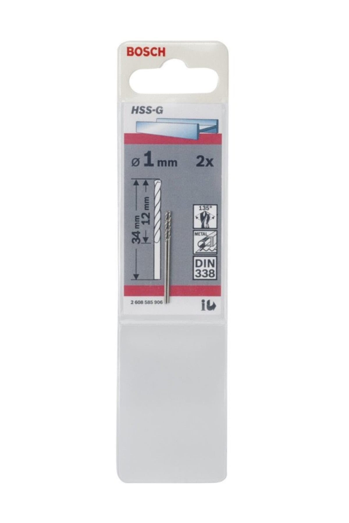 Bosch Professional 2x Metal drill bits HSS-G DIN 338 (for metal, Ø 1 x 12 x 34 mm, Accessory Drill Driver)