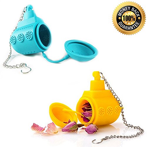 Wishstone Mr & Mrs Submarine Tea Infuser - Blue and Yellow - Good Addition To Deep Scuba Diver , Manatee , Shark & Nessie Loch Ness Monster Strainer & Filter