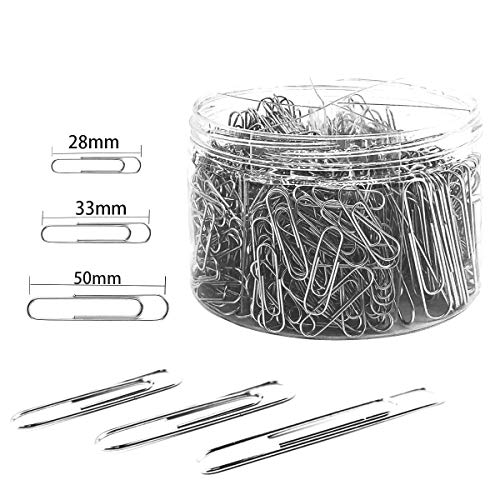 Youyuan Paper Clips, 650 Pieces Assorted Sizes Silver Paperclips, Small, Medium and Jumbo (28mm, 33mm, 50 mm), for Office School Clips and Personal Document Organizing (Certified Refurbished)