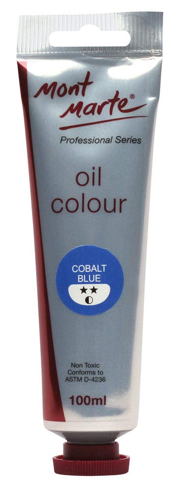 MONT MARTE Premium Oil Paint, 100ml (3.4oz), Cobalt Blue, Good Coverage, Excellent Tinting Strength