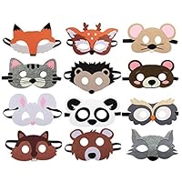 Dlazm 12 Pieces Forest Friends Felt Animal Mask for Birthday Party Favors