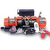 ZESUPER 12V 13000-lb Load Capacity Electric Winch Kit, Waterproof IP67 Electric Winch with Hawse Fairlead, with Both Wireless Handheld Remote and Corded Control(13000-Rope)