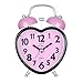 Alarm Clock for Kids, Silent Desk Travel Clock, Cute No Ticking Twin Bell Alarm Clock with Nightlight for Girls Bedrooms, Heavy Sleepers (Pink)
