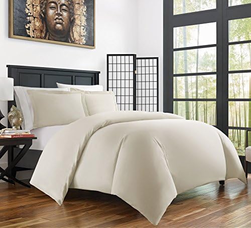 Zen Home Luxury Duvet Cover Set - 1500 Series Brushed Microfiber w/ Bamboo Blend Treatment Duvet Cover Set - Eco-friendly, Hypoallergenic and Wrinkle Resistant - 3-Piece - King/Cal King - Cream