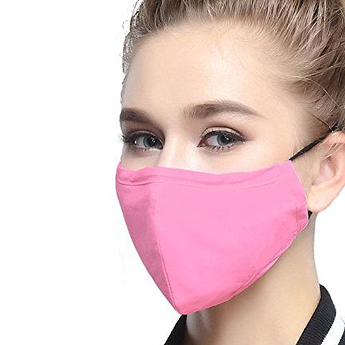 ZWZCYZ PM2.5 Respirator Masks Anti-haze Masks 4 Layer Filter Insert Protective Filter Media Insert Activated Carbon Cotton Mouth Masks (Medium(Women's), Light Pink)