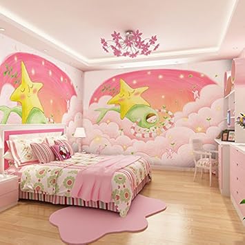 Kinderzimmer Tapete Madchen Schlafzimmer Bett Hintergrund Tapete Cartoon Traum Prinzessin Rosa Themed Anstriche Nahtlose Seidentuch Album Benutzerdefinierte Grosse An Der Wand Amazon De Kuche Haushalt