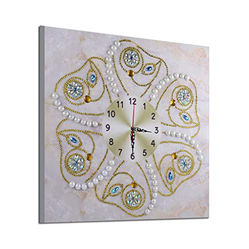 Auwer Embroidery Painting Kits,5D Special Diamond-Shaped Embroidery Wall Clock DIY Painting Diamond Cross Stitc,Mosaic Making Supplies,Multicolor,2019