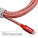 Tera Grand Apple MFi Certified - Lightning to USB Braided Cable with Aluminum Housing 10 ft. Red and Gold