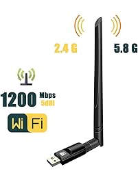 Wireless USB WiFi Adapter,ZTESY 1200Mbps Dual Band 2.4GHz/300Mbps 5GHz/867Mbps High Gain Dual 5dBi Antennas Network WiFi USB 3.0 For Desktop Laptop with Windows 10/8/8.1/7/XP, Mac OS X, Linux
