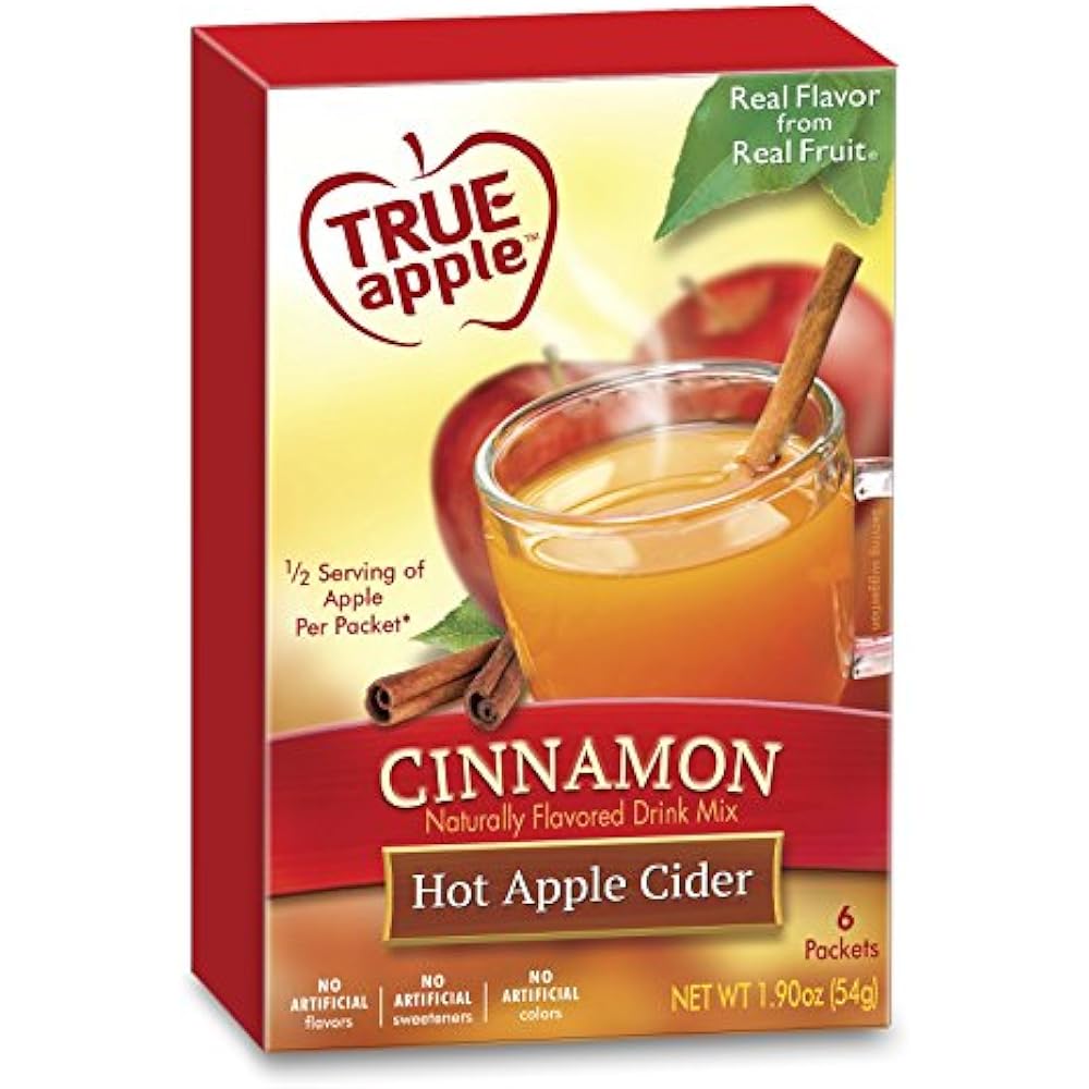 True Apple Hot Cider Cinnamon 4 Boxes 24Ct Total Drink Mix Packets From