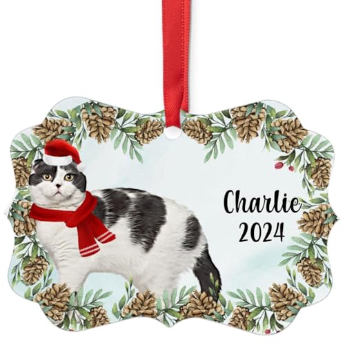 Bicolor Scottish Fold Cat Christmas Ornament 2024