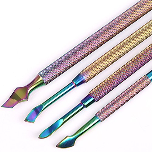 WOKOTO 4Pcs Nail Cuticle Pusher Stainless Steel Set Cuticle Trimmer Remover For Manicure Pedicure Polish Remover Tools
