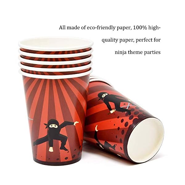 75 Piece Ninja Party Tableware Set, Including Plates,Cups,Napkins,and Paper straws,Ninja Disposable Cutlery Set,for…