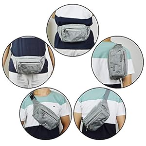 Oxpecker Waist Pack Bag with Rain Cover, Waterproof Fanny Pack for Men&Women, Workout Traveling Casual Running Hiking Cycling, Hip Bum Bag with Adjustable Strap for Outdoors. (Grey)