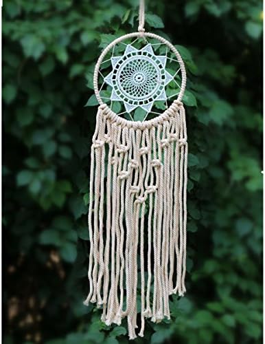 Dream Catcher ~ Handmade Traditional Feather Wall Hanging Home Decoration Decor Ornament Craft (Beige)