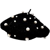 ZARSIO Women Beret Pearl Elegant Sweet Artist French Style Beret Beanie Cap