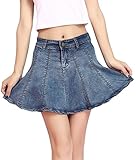 Chouyatou Women's Casual Stretchy A-Line Denim Mini Skirt