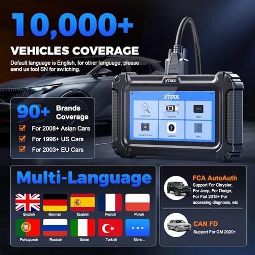 XTOOL D6 OBD2 Scanner Diagnostic Tool, 2026 Full System Car Scanner with 15+ Services, ABS Bleed/SAS/EPB/BMS/Injector Coding, Lifetime Free Update, Automotive Scan Tools with FCA AutoAuth, CANFD, 64GB
