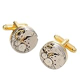 GOHUOS Vintage Steampunk Round Mechanical Cuff Links Gears Round Mechanical Cufflinks with Box