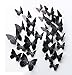 FLY SPRAY 24 Pcs 3D Artificial Black Butterfly Removable Mural Wall Stickers Wall Decal for Home Decor Nursery Decoration