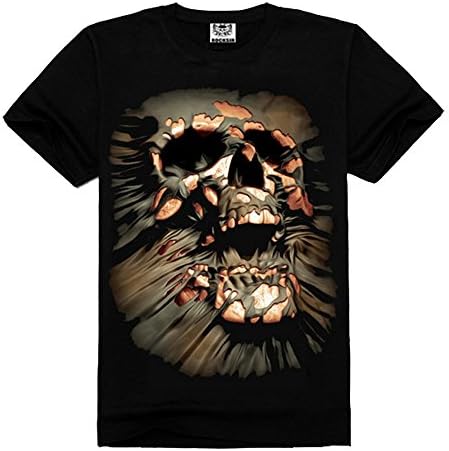 RedBeana Men's Skull Print Short Sleeve Tee Shirt Black XXX-Large