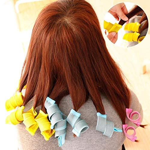 SANGAITIANFU 18 Pcs DIY Magic Curly Spiral Small Ring Roller Tool Long Curler Water Ripple Dispenser Random Color - Thumbnail 7