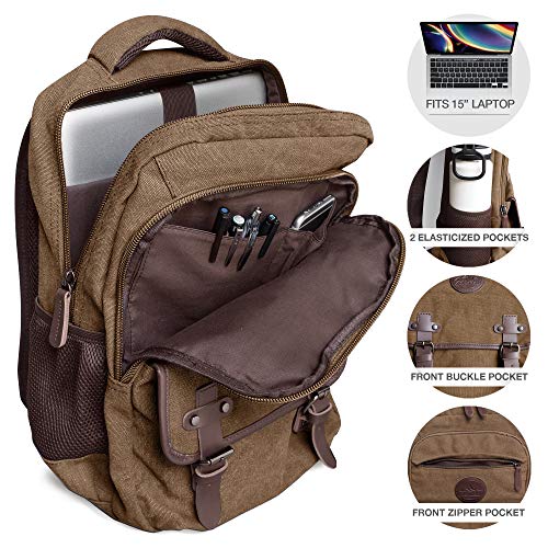 Laptop Backpack for School Hiking Work w/ 15in Sleeve Many Pockets