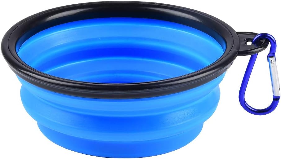 ZUOFENG Collapsible Travel Silicone Dog Cat Bowl Water Feeder 1 pc Blue