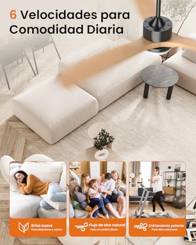 Ventilador de Techo de 60 Pulgadas con Aspas de Madera Sólida, Luz Led y Control Remoto – 3 Aspas, Ideal para Salas Grandes