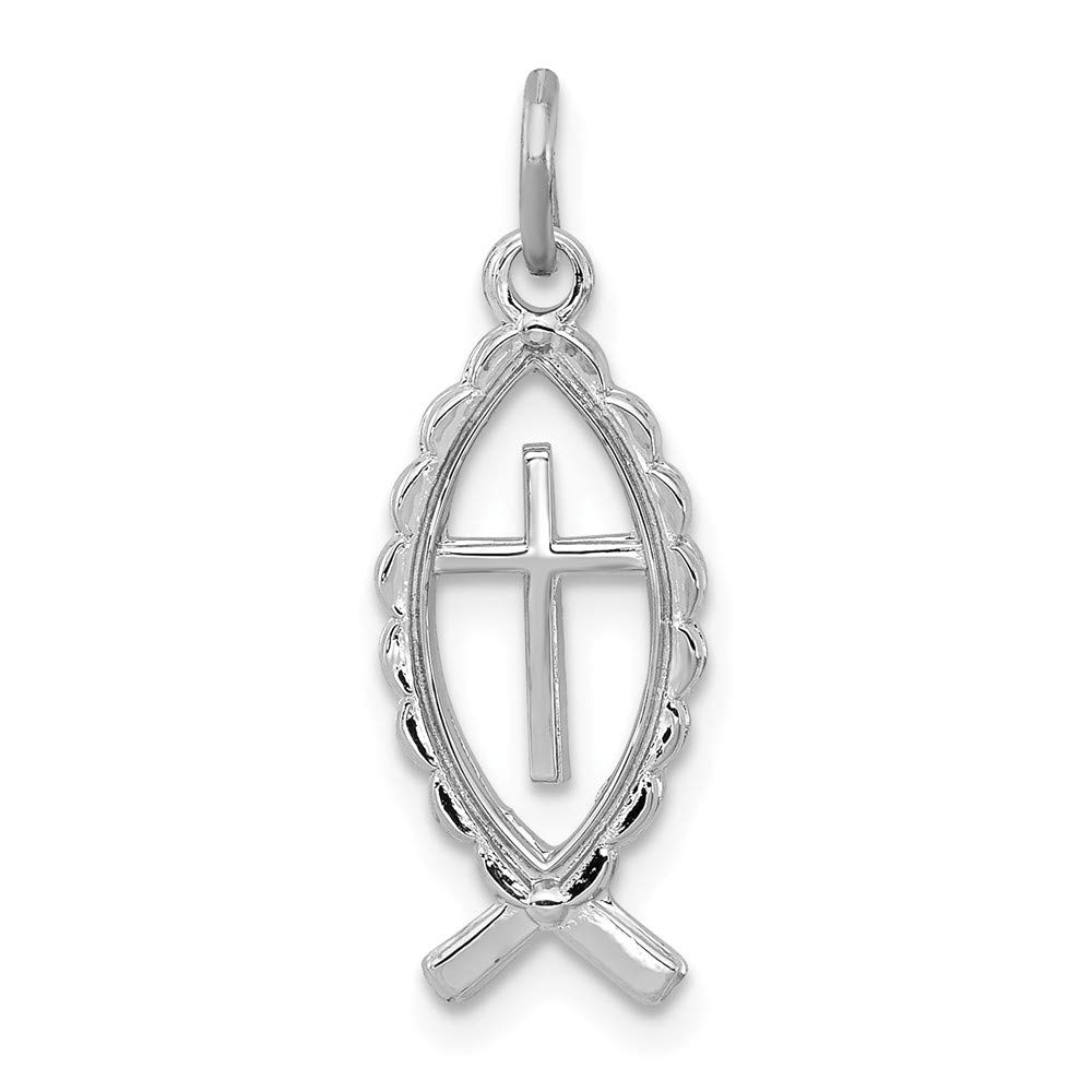 925 Sterling Silver Ichthus Fish Pendant Charm Necklace