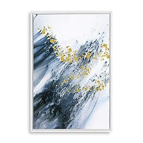 Framed Canvas Home Artwork Decoration Golden Abstract Art Canvas Wall Art for Living Room, Bedroom - 16x24 inches