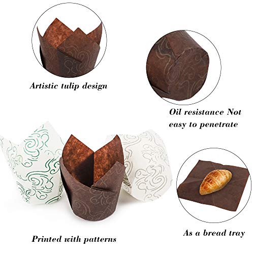 image for BAKHUK 200pcs Tulip Baking Cups Muffin Liners Wrappers Baking Cup Hold