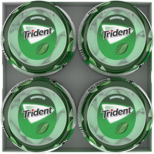 TRIDENT UNWRAPPED SPEARMINT SUGAR-FREE CHEWING GUM, 4 BOTTLES OF 50 PIECES (200 TOTAL PIECES)