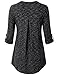 Messic Plus Size Pleated Shirt, 3/4 Long Sleeve V-Neck Women's Long Pleated Tunic Shirt Blouse,Black,XX-Large