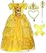 Romy's Collection Girls Deluxe Yellow Belle Dress up Gown Costume w/Accessories (7-8)