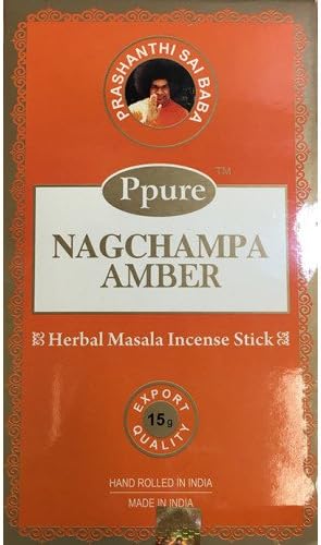 PPURE NAG CHAMPA AMBER PERFUME PREMIUM MASALA INCENSE STICKS 15 GRAMS