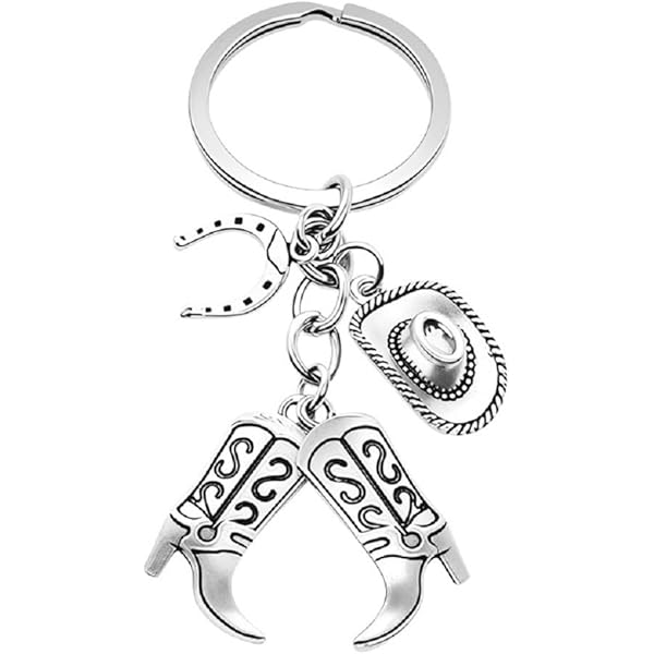 SIQYUWM 10 Llaveros De Vaquero Occidental De Aleación De Vaquera Con Sombrero, Bota, Herradura, Cabeza De Caballo, Llaveros Para Mujeres Y Hombres, Regalo O Amantes De La Equitación, Plateado