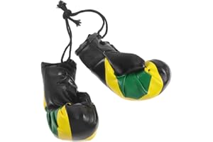 Sosoport Jamaican Boxing Gloves for car Mirror Miniature Punching Gloves Jamaica Boxing Party Favors Keychain Decoration Spor