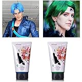 Fun Temporary Hair Color Wax Hair Dye Wax Styling&Coloring Hair Wax for Halloween- Wash Off Easily - Fast Coloring on - Zero Damage to Hair (BLUE+GREEN)