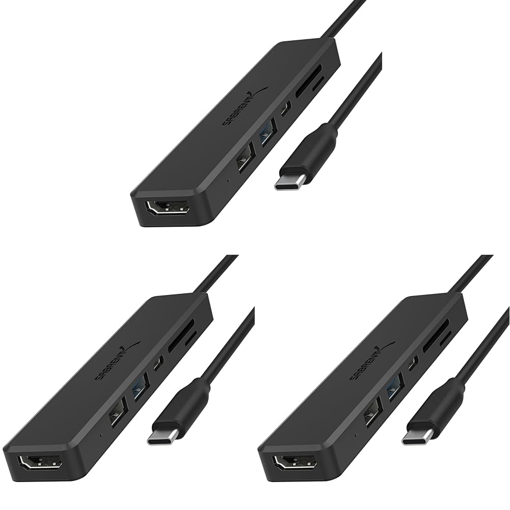 SABRENT Multi-Port USB-C Hub with 4K HDMI & Power Delivery (60W) | 2 USB Ports & SD/microSD Card Reader (Pack of 3) Image SABRENT Multi-Port USB-C Hub with 4K HDMI & Power Delivery (60W) | 2 USB Ports & SD/microSD Card Reader (Pack of 3) Image