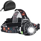 NEWEST Ultra Bright Headlamp Flashlight,3 Modes High Lumen IPX4 Waterproof Zoomable with18650 USB Rechargeable,Cree Led Head Light for Hiking Camping Hunting