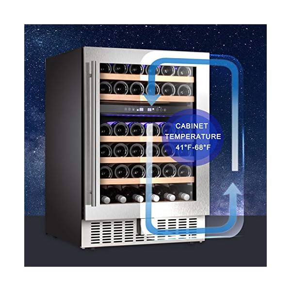 AGLUCKY-24-Wine-CoolerChiller-Built-in-or-Freestanding-Beverage-Refrigerator-Single-Bottle-Area-with-Stainless-Steel-Double-layer-Tempered-Glass-Door-46-Bottles