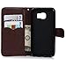 Badalink Galaxy S6 Case,Samsung Galaxy S6 Case - Wallet Flip Stand Case Embossed Plants PU Leather Case Shockproof Soft TPU Inner Bumper Slim Protective Card Slots Wrist Strap Cover Brown