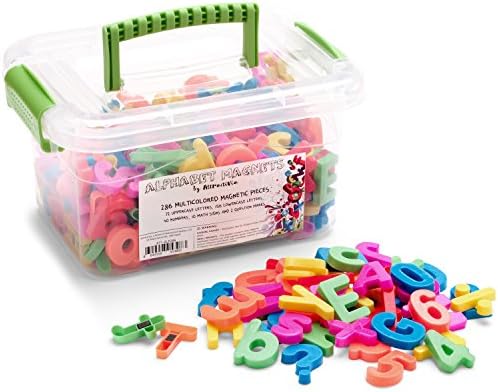 Attractivia Alphabet Magnets - 286 Magnetic Letters and Numbers with Big Storage Tub