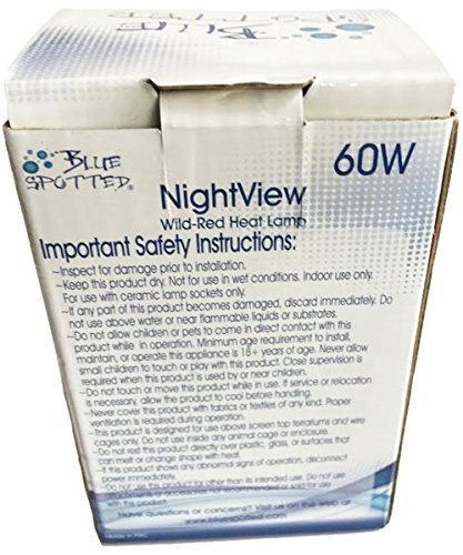Blue Spotted NightView Wild-Red Heat Lamp Ideal As A 24 Hour Heat Source for Your Pet Reptiles and Amphibians! (60 Watt) - Thumbnail 3