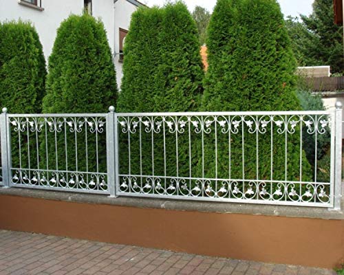 Schmiedeeisen Zaun Zäune Eisen Gartenzaun Metall Monaco-Z60/200 Feuer Verzinkt Zaunelement gerade 60 cm hoch 200 cm lang – Bild 4