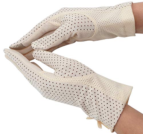 Lovful Women's Outdoor Uv Protection Cotton Anti-skid Driving Gloves,Beige - Thumbnail 3