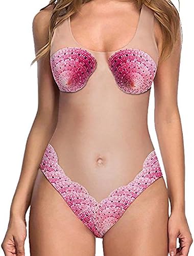 Reedbler Charming Hot Sale!! Women Swimsuit One Piece,Lelili Sexy Creative 3D Shell Printed High Cut Funny Monokini Swimwear Bathing Suit GoldLarge
