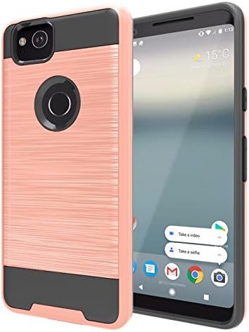 Google Pixel 2 Case, Onyxii Hybrid Dual Shockproof Layer Brushed Texture Slim Protector Cover for Google Pixel 2 - Rose Gold